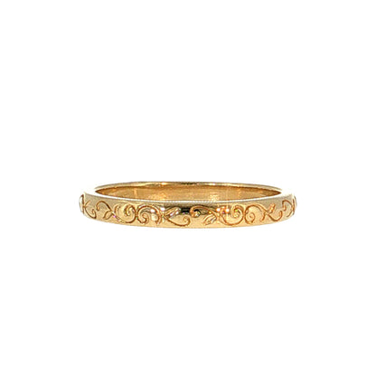 Engraved Filigree Wedding Band 14k Rose Gold