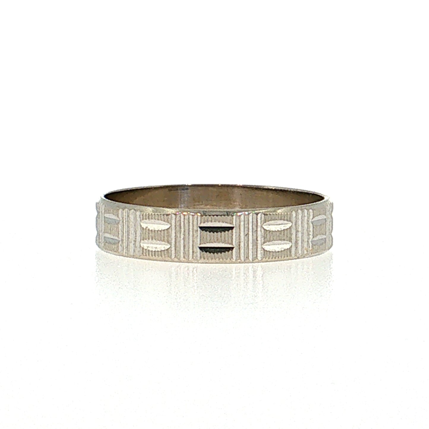 Engraved Wedding Band 14k White Gold
