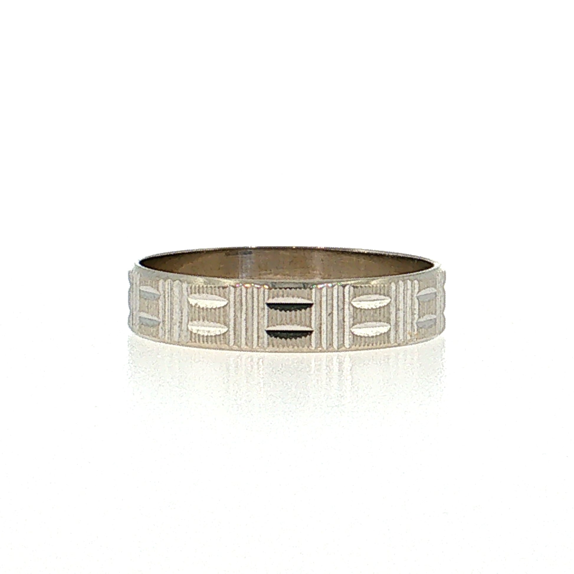 Engraved Wedding Band 14k White Gold