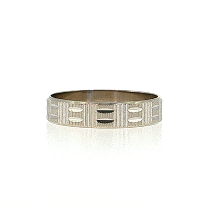 Engraved Wedding Band 14k White Gold