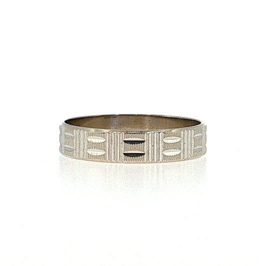 Engraved Wedding Band 14k White Gold
