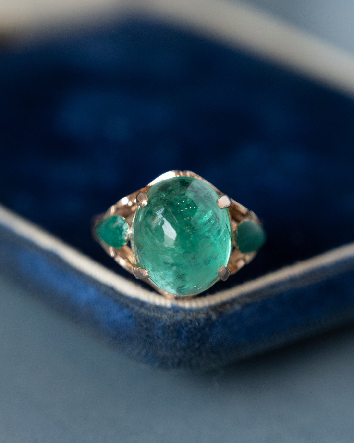 6.06 Antique Art Nouveau Emerald Cocktail Ring 18k