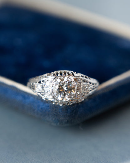.95 Antique Art Deco Diamond Engagement Ring 18k