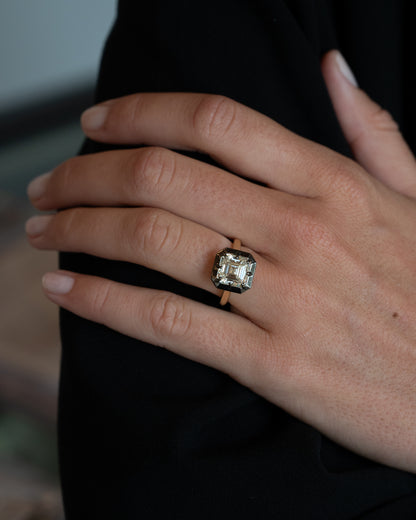 4.03 Asscher Cut Diamond Engagement Ring 18k Gold
