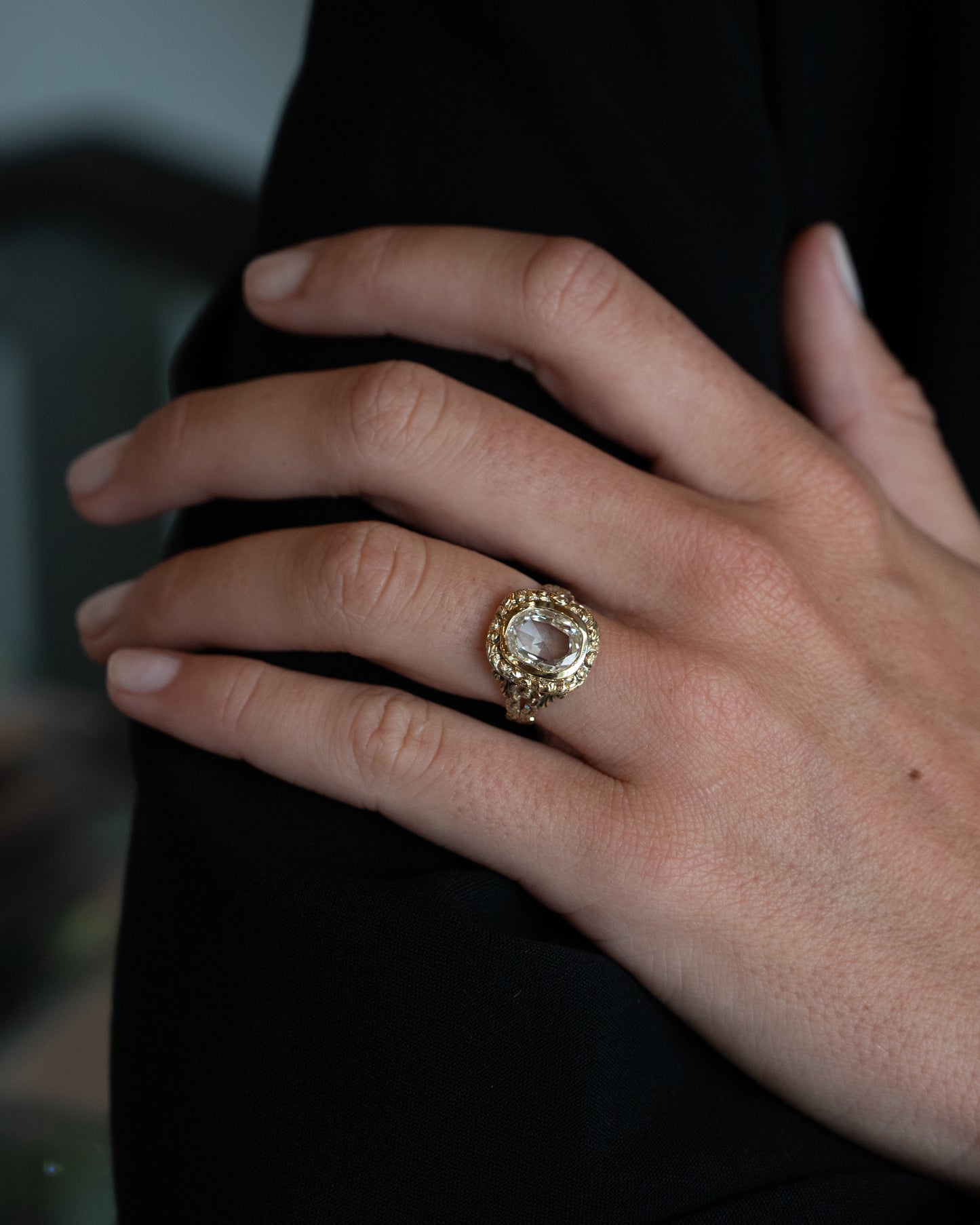 2.07 Vintage Victorian Rose Diamond Engagement Ring 14k