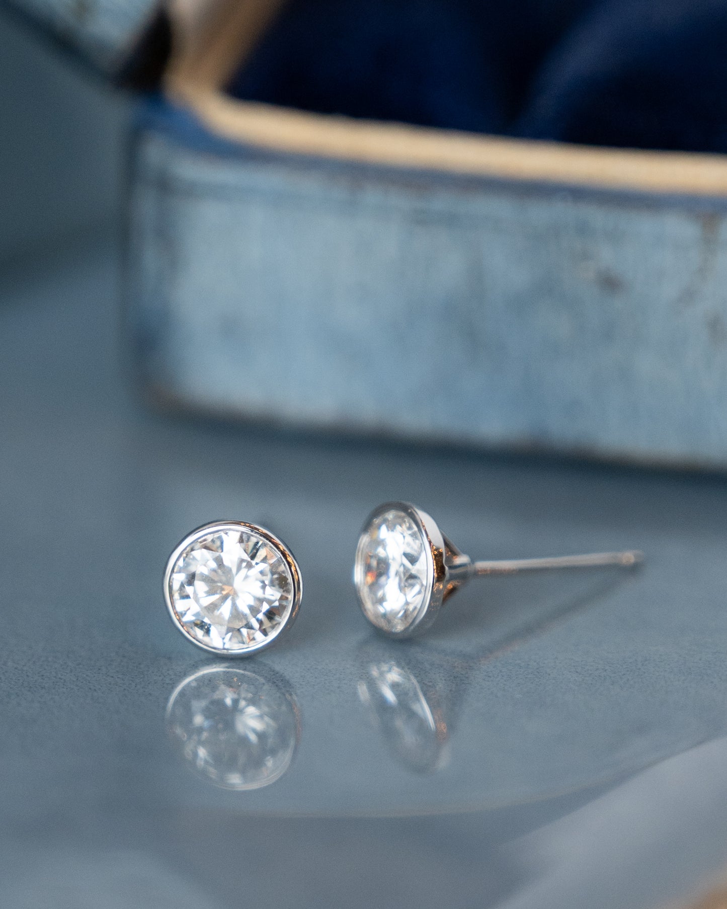 1.41 Round Brilliant Diamond Stud Earrings 14k White Gold