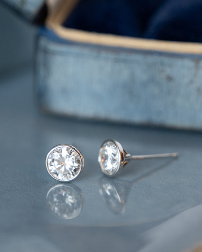 1.41 Round Brilliant Diamond Stud Earrings 14k White Gold