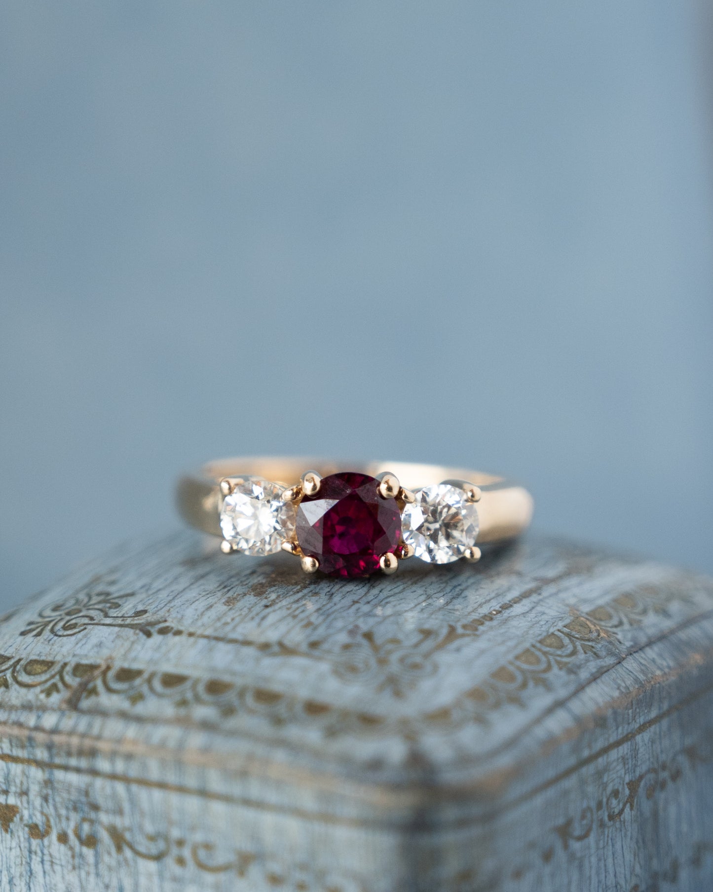 .96 Ruby & Diamond Engagement Ring 14k