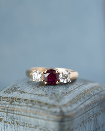 .96 Ruby & Diamond Engagement Ring 14k