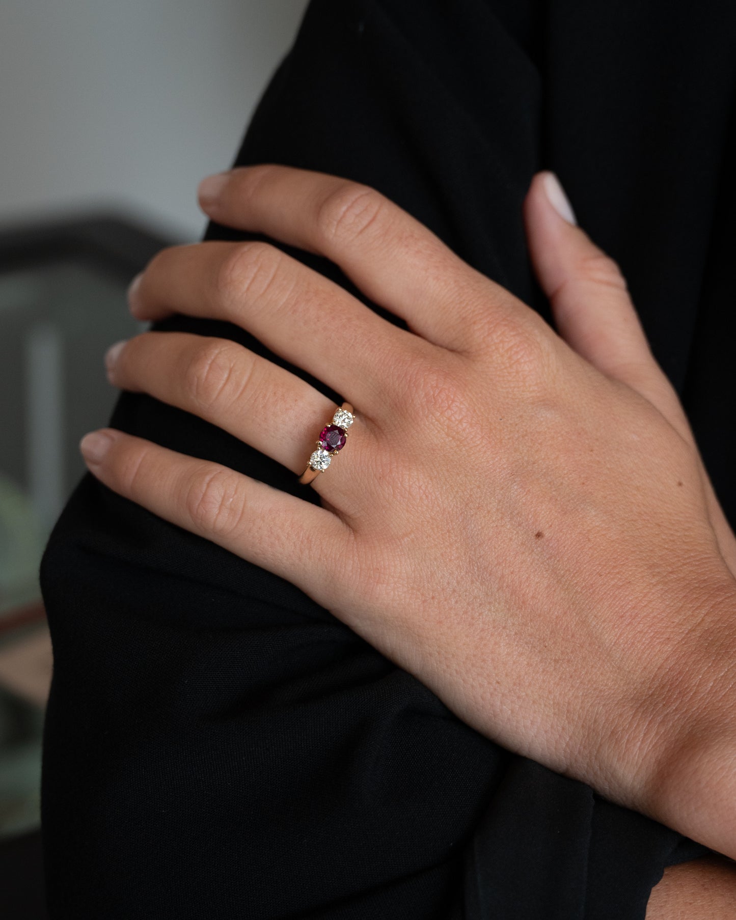 .96 Ruby & Diamond Engagement Ring 14k