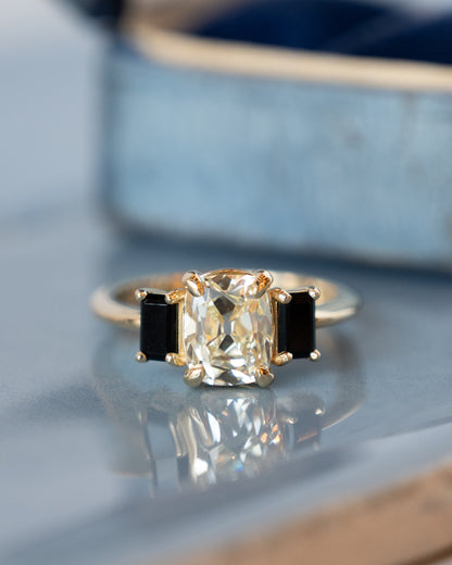 2.06 GIA Diamond & Onyx Engagement Ring 14k