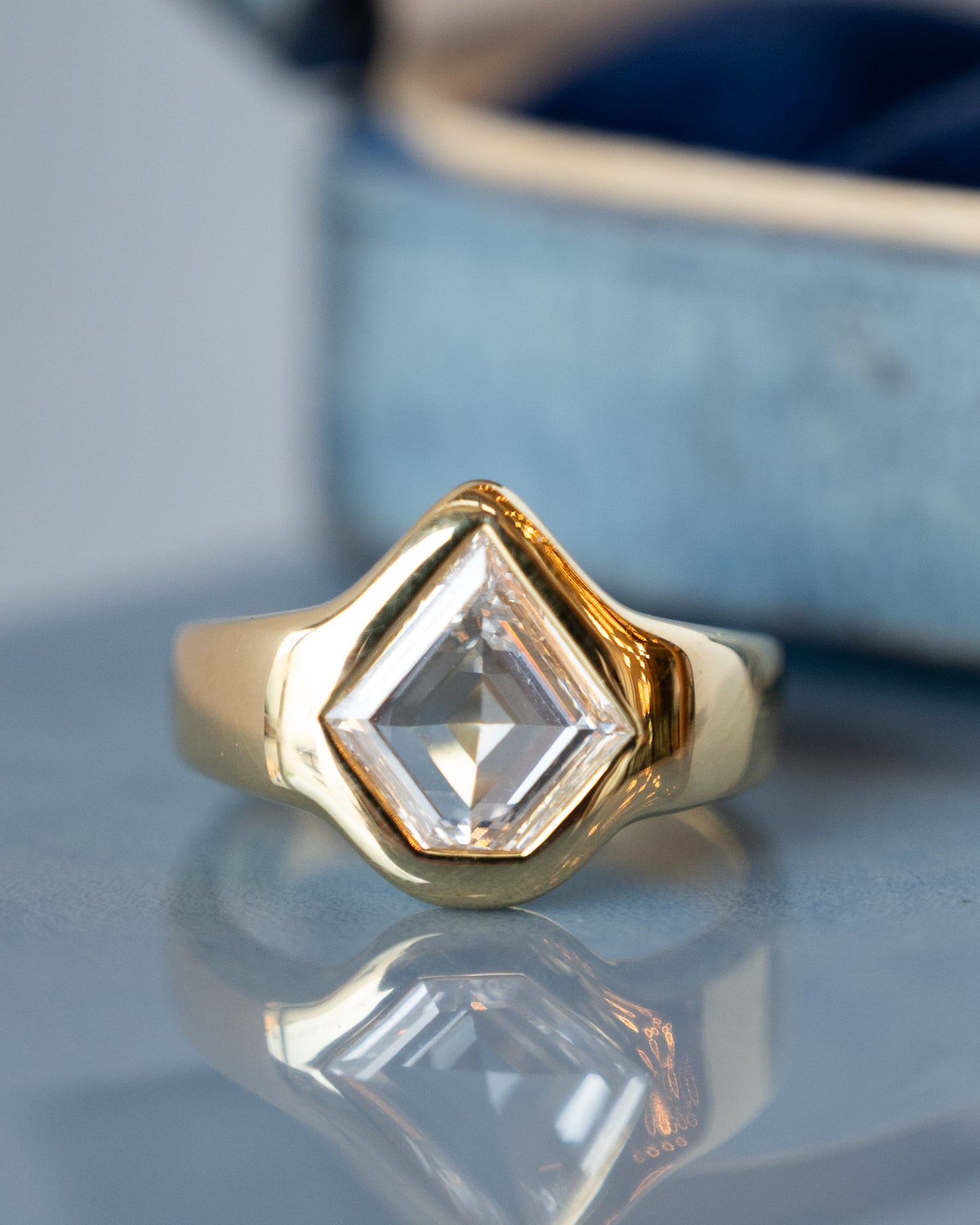 1.51 GIA Shield Step Cut Diamond Engagement Ring 18k