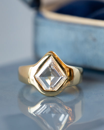 1.51 GIA Shield Step Cut Diamond Engagement Ring 18k