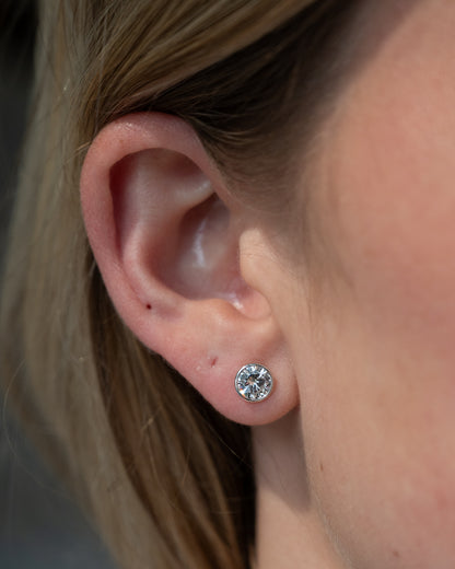 1.41 Round Brilliant Diamond Stud Earrings 14k White Gold