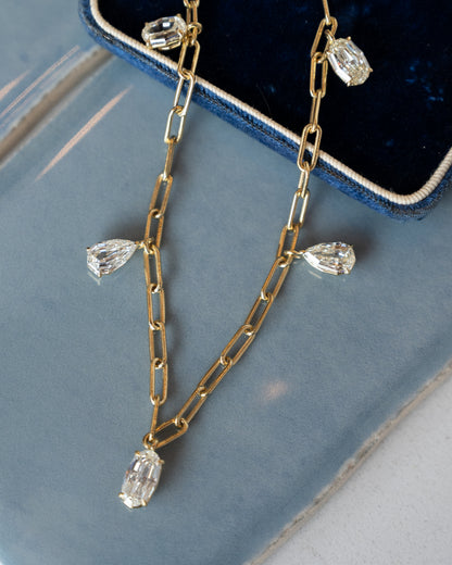 4.88 Mixed Cut Diamond Drop Necklace 18k Yellow Gold
