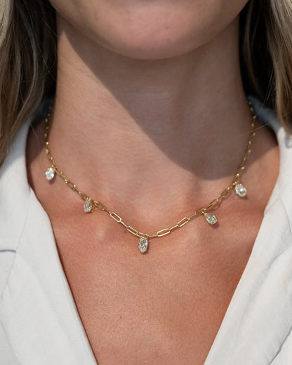 4.88 Mixed Cut Diamond Drop Necklace 18k Yellow Gold