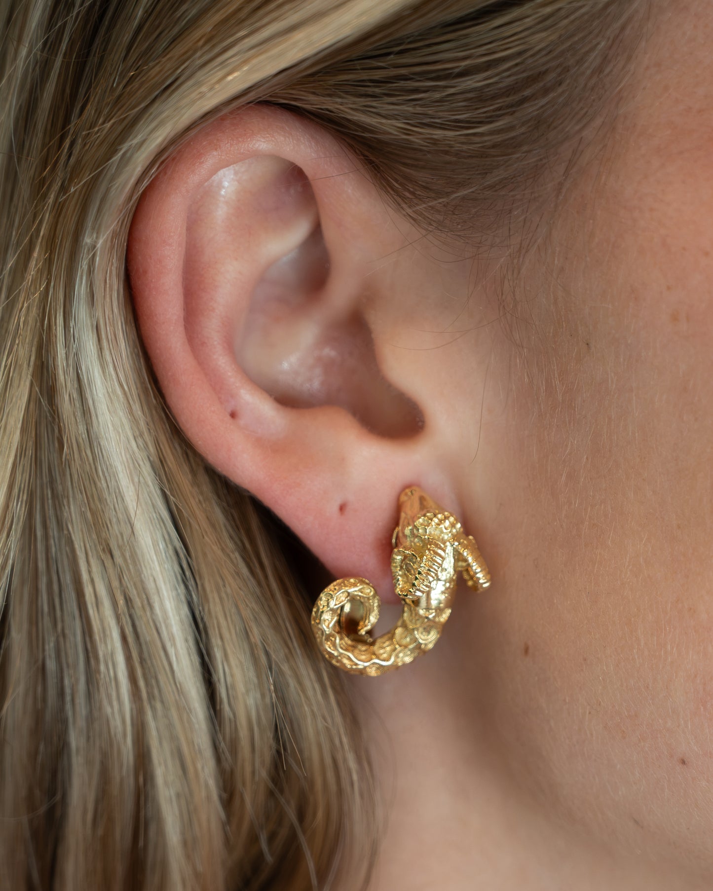 Capricorn Sea Goat Stud Earrings 18k Yellow Gold