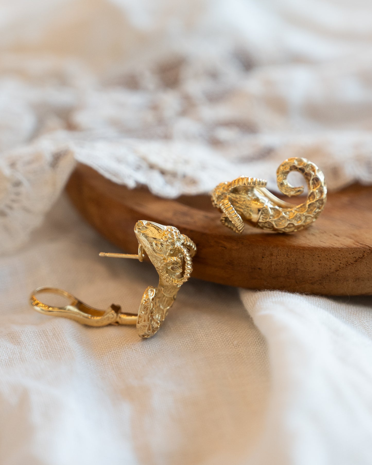 Capricorn Sea Goat Stud Earrings 18k Yellow Gold
