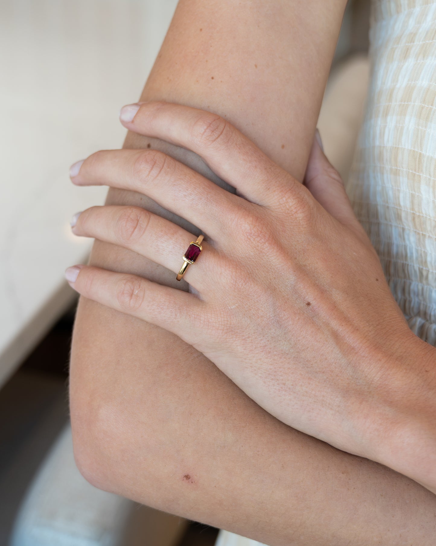 1.24 Emerald Cut Ruby Solitaire Ring 18k