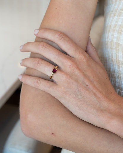 1.24 Emerald Cut Ruby Solitaire Ring 18k