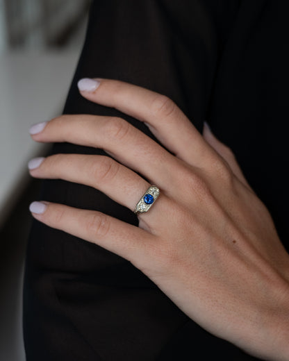 .73 Vintage Art Deco Sapphire Engagement Ring 14k