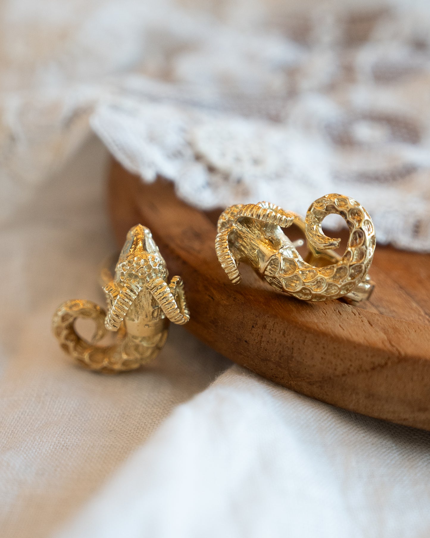 Capricorn Sea Goat Stud Earrings 18k Yellow Gold