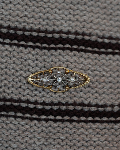 .16 Antique Edwardian Diamond Brooch 14k & Platinum