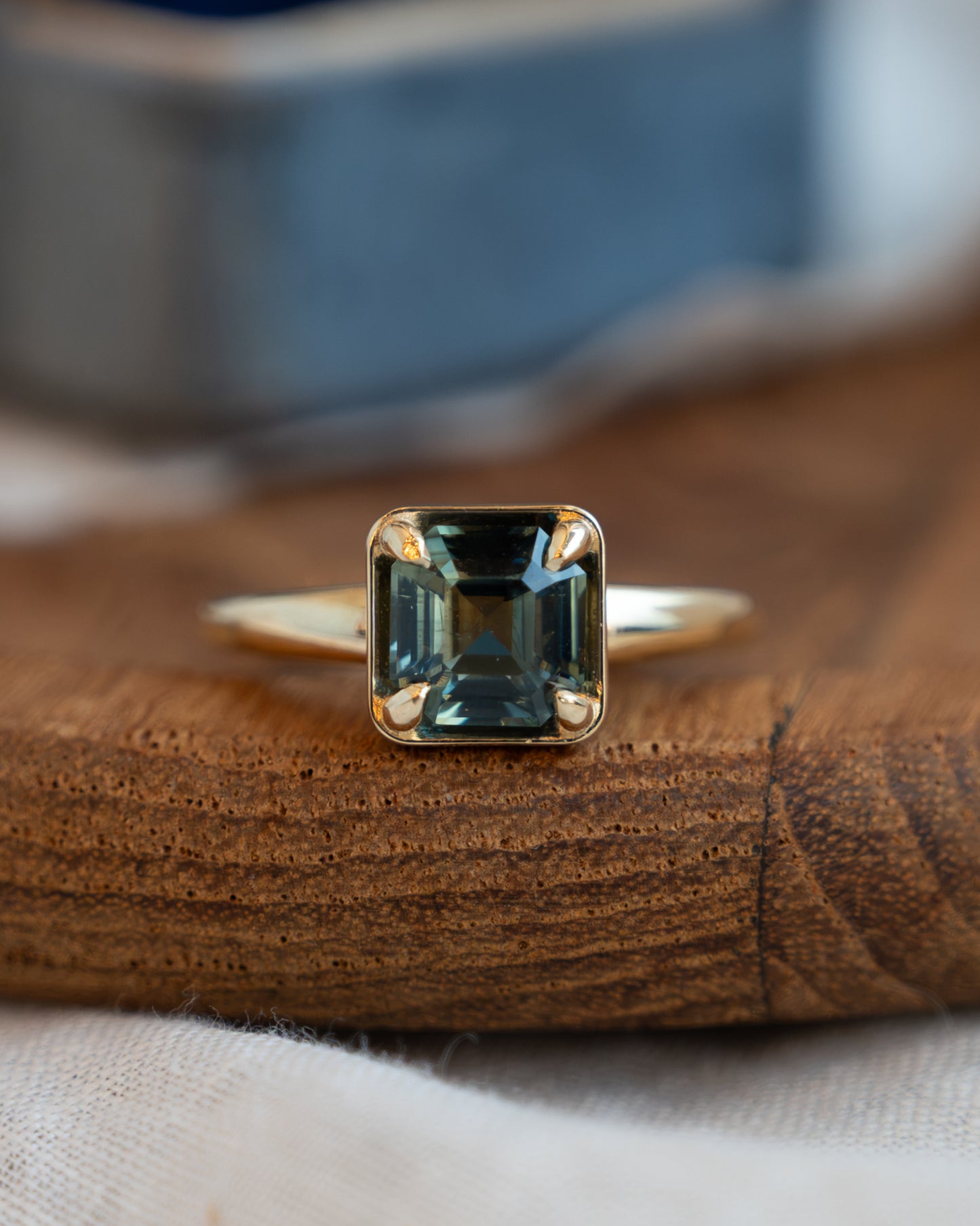 2.04 Asscher Sapphire Solitaire Engagement Ring 14k