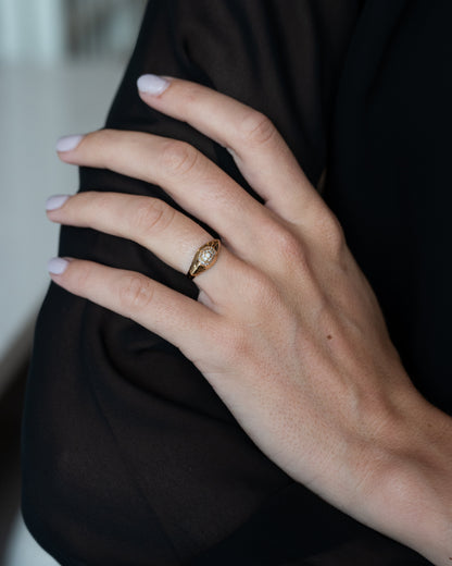 Diamond Pave Dome Cocktail Ring 18k Yellow Gold