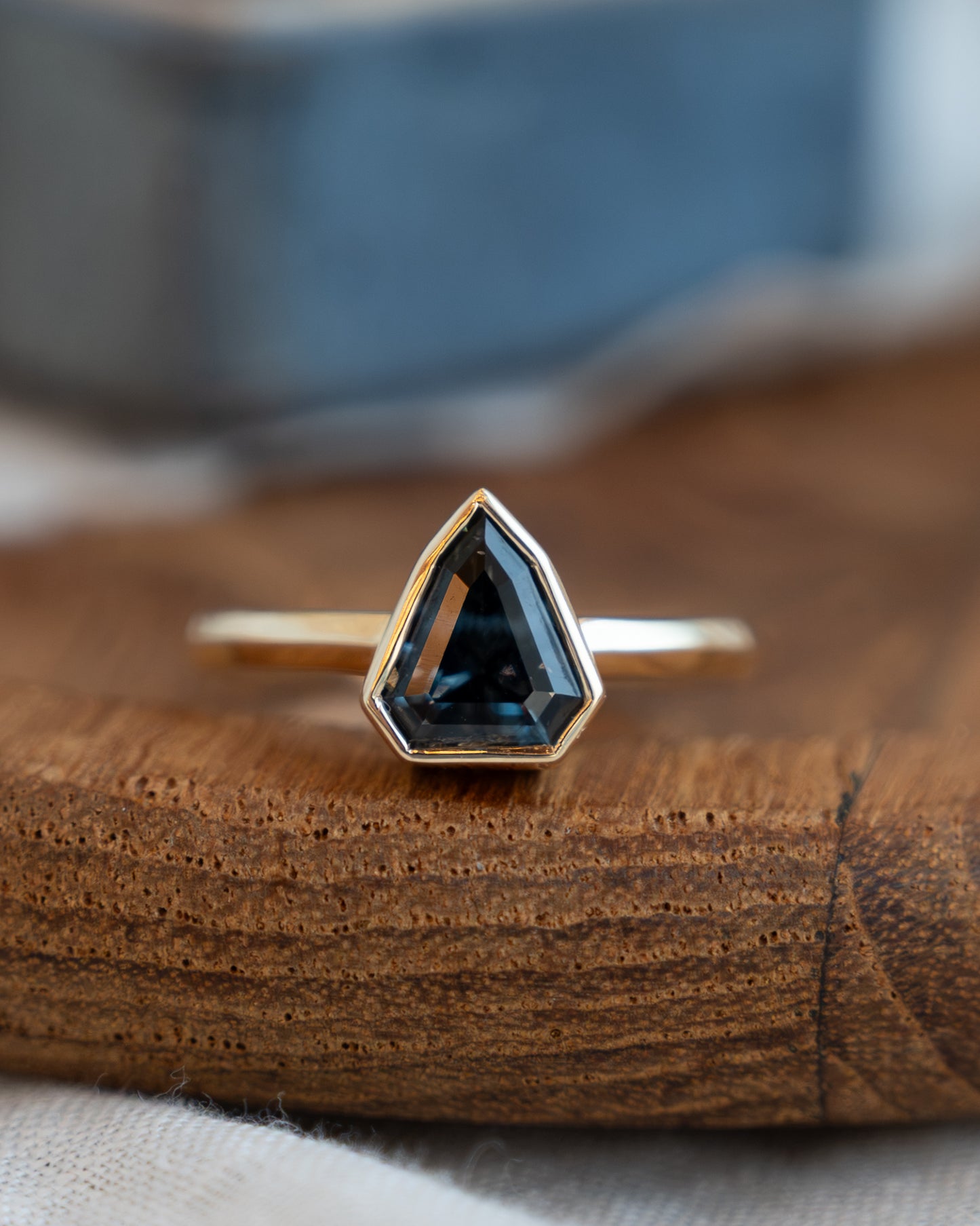 1.24 Shield Sapphire Solitaire Engagement Ring 14k
