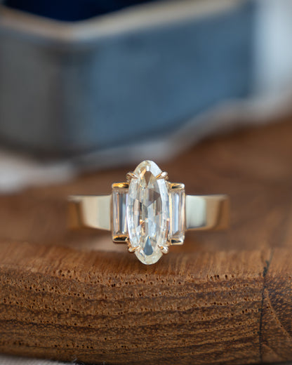 1.03 Oval Diamond Three Stone Engagement Ring 14k