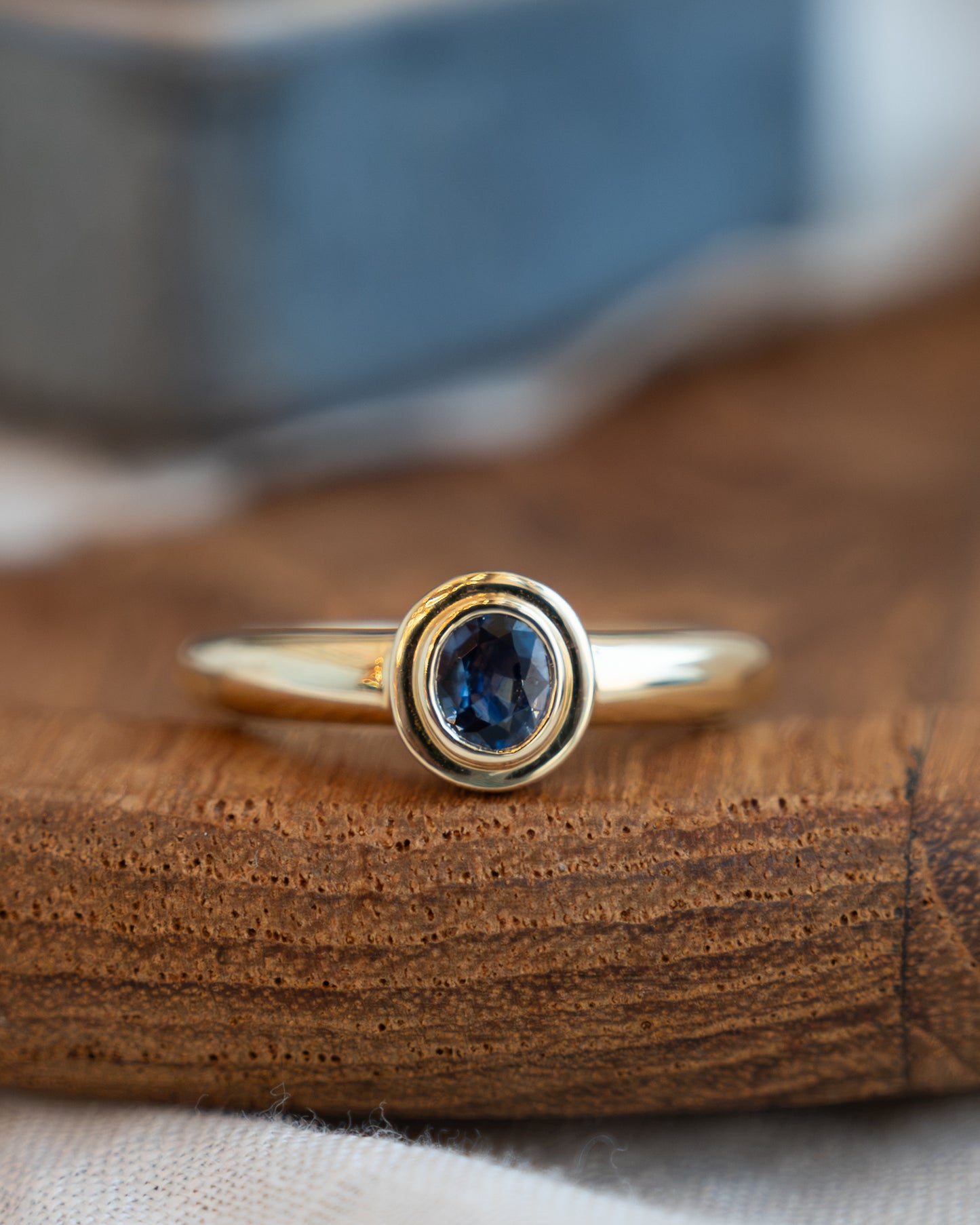 .45 Oval Blue Sapphire Solitaire Ring 14k