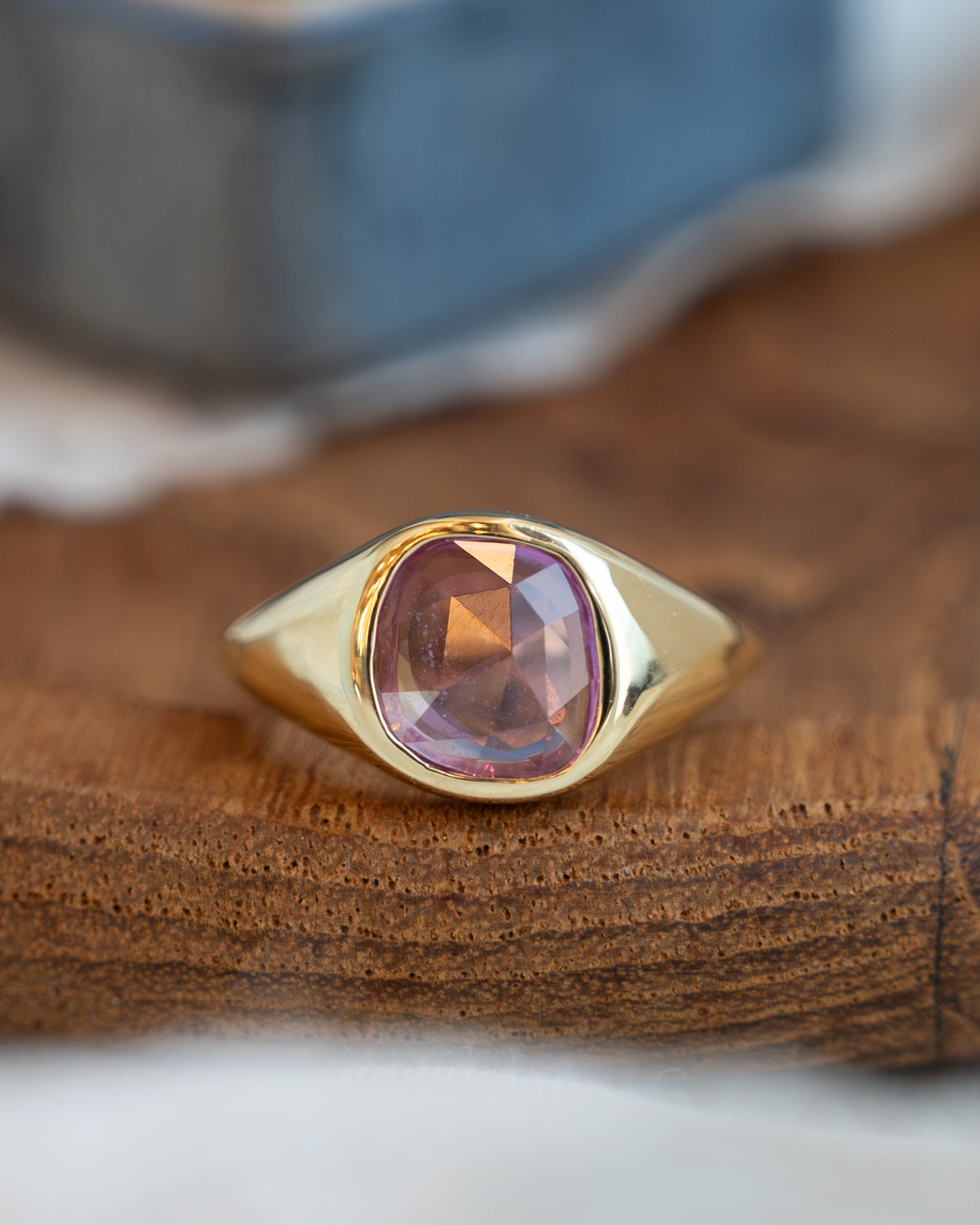 1.50 Cushion Rose Cut Pink Sapphire Ring 18k