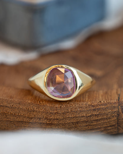 1.50 Cushion Rose Cut Pink Sapphire Ring 18k
