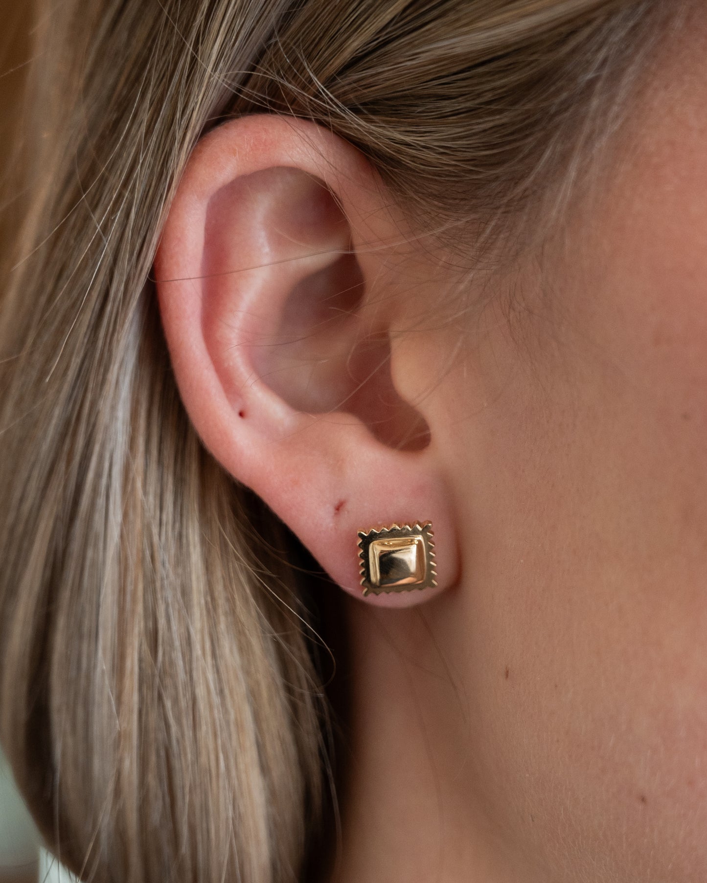 3.90 Ravioli Stud Earrings 14k Yellow Gold