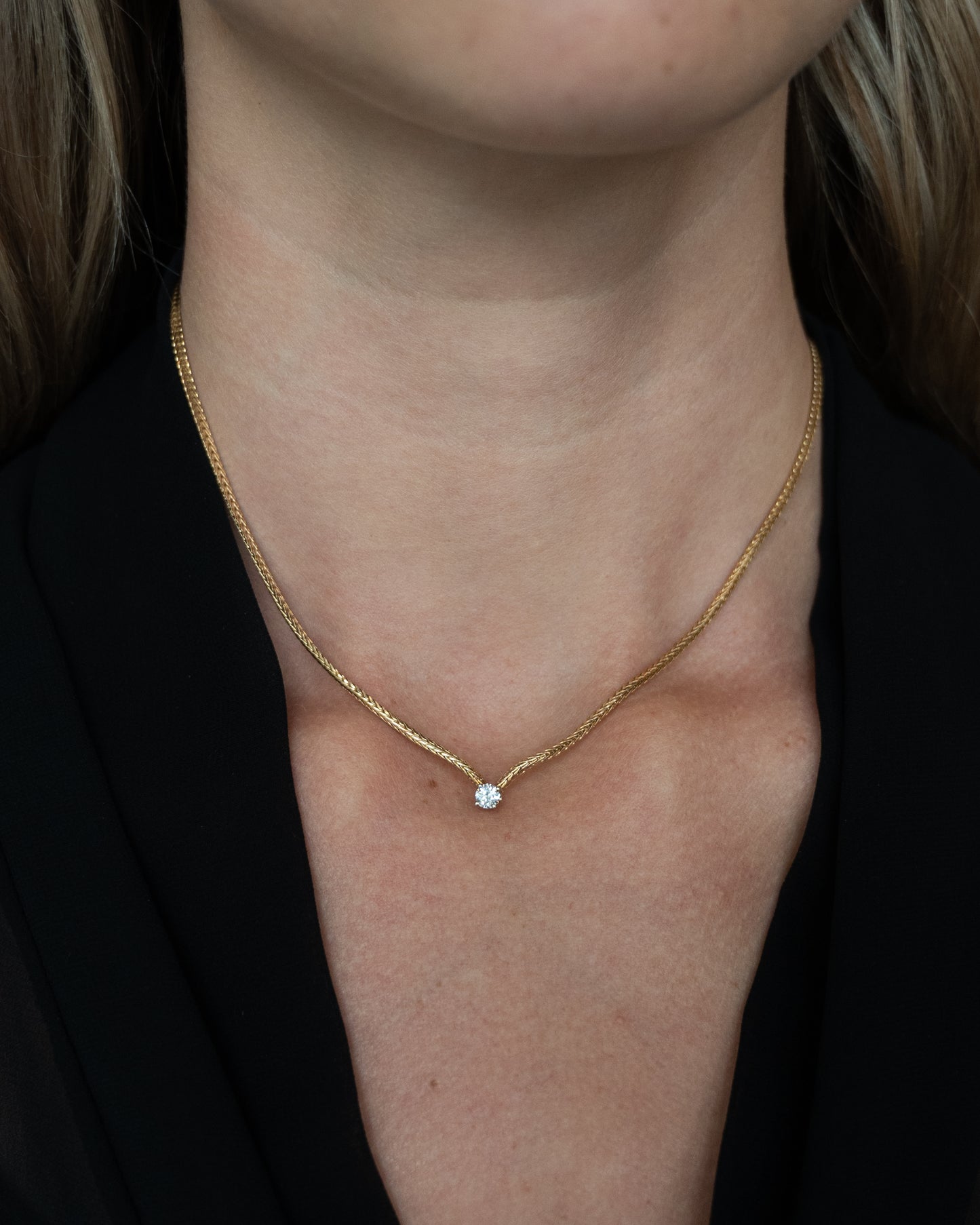 .25 Diamond Solitaire Pendant Necklace 14k Yellow Gold