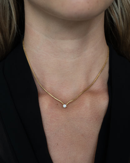 .25 Diamond Solitaire Pendant Necklace 14k Yellow Gold