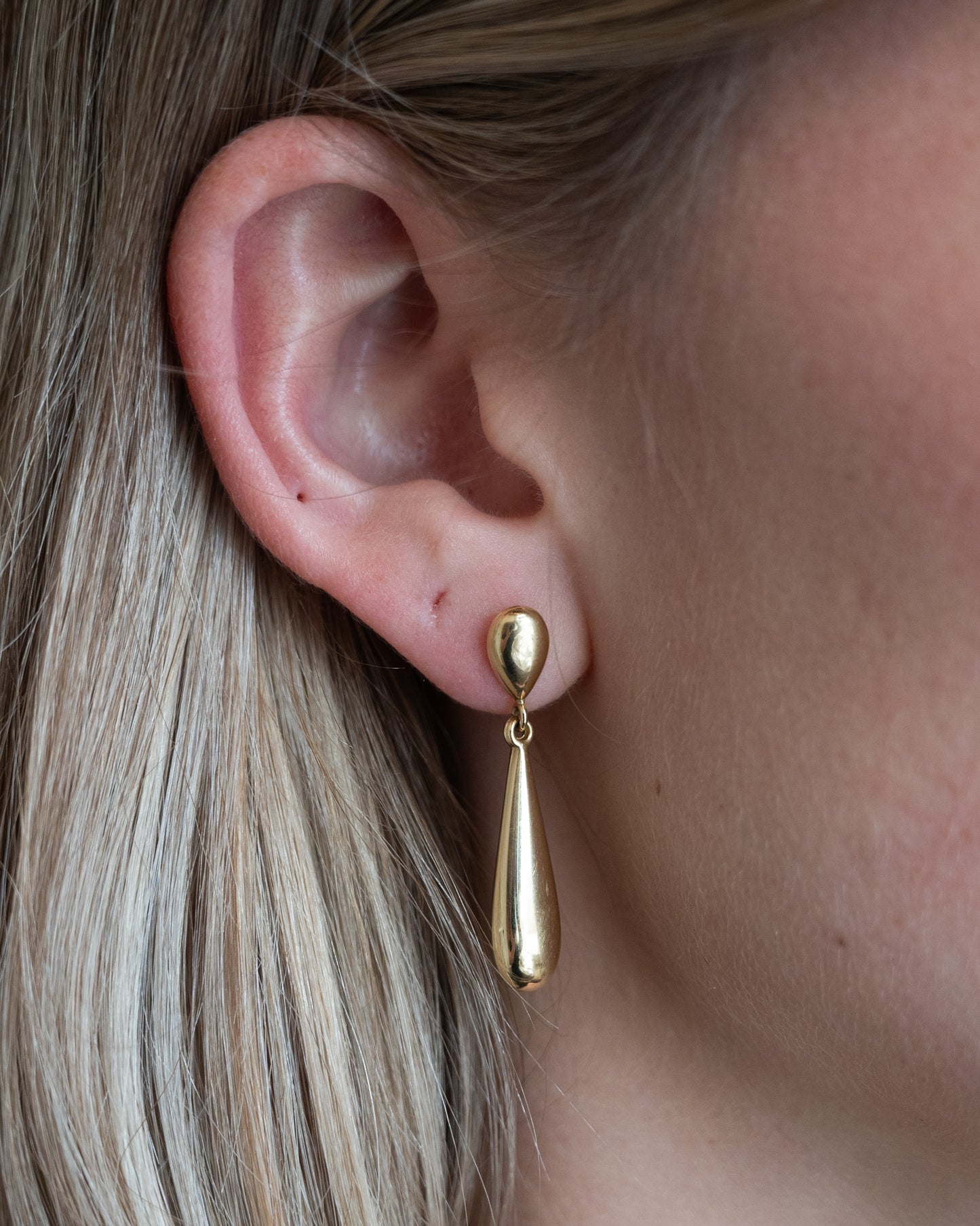 Teardrop Drop Earrings 14k Yellow Gold