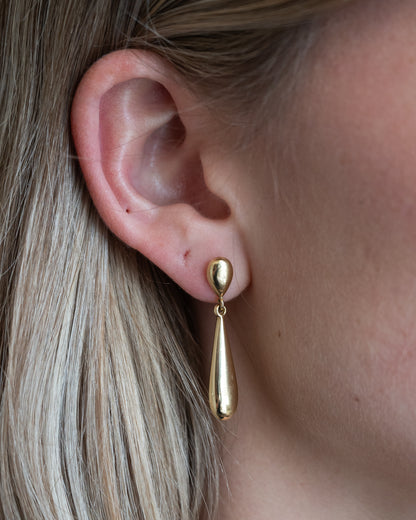 Teardrop Drop Earrings 14k Yellow Gold