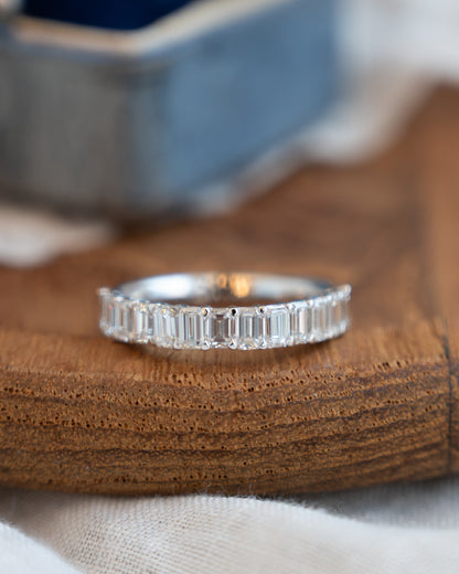 1.56 Emerald Cut Diamond Half-Eternity Band 18k White Gold