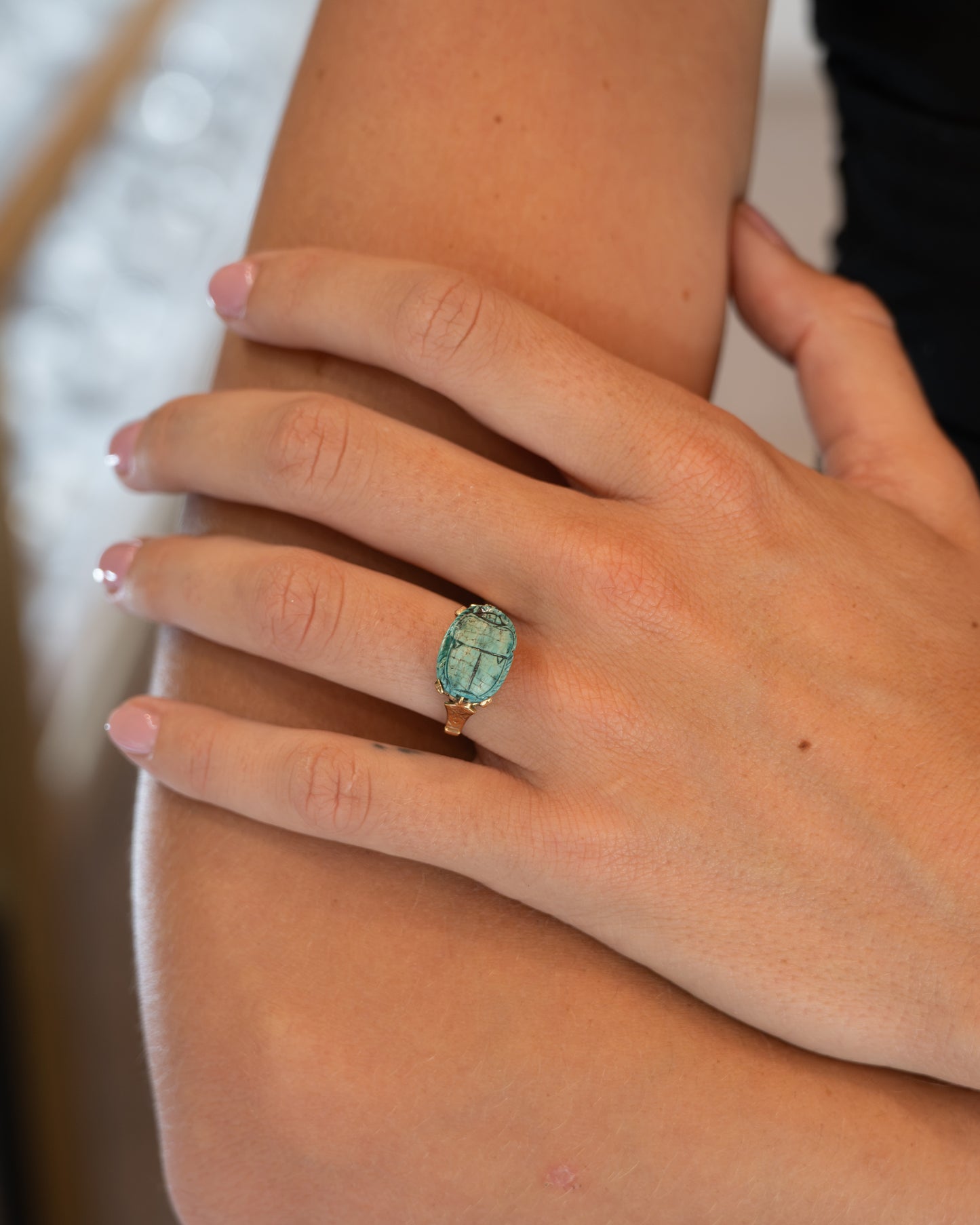 Antique Victorian Scarab Cocktail Ring 14k