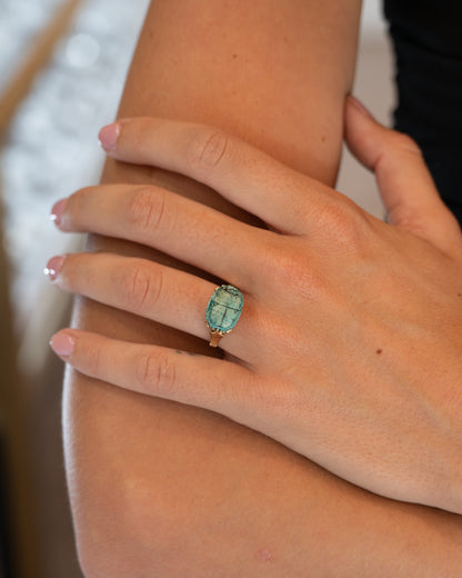 Antique Victorian Scarab Cocktail Ring 14k