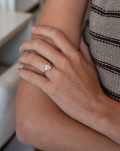 1.52 GIA Pear Diamond Three Stone Engagement Ring 14k