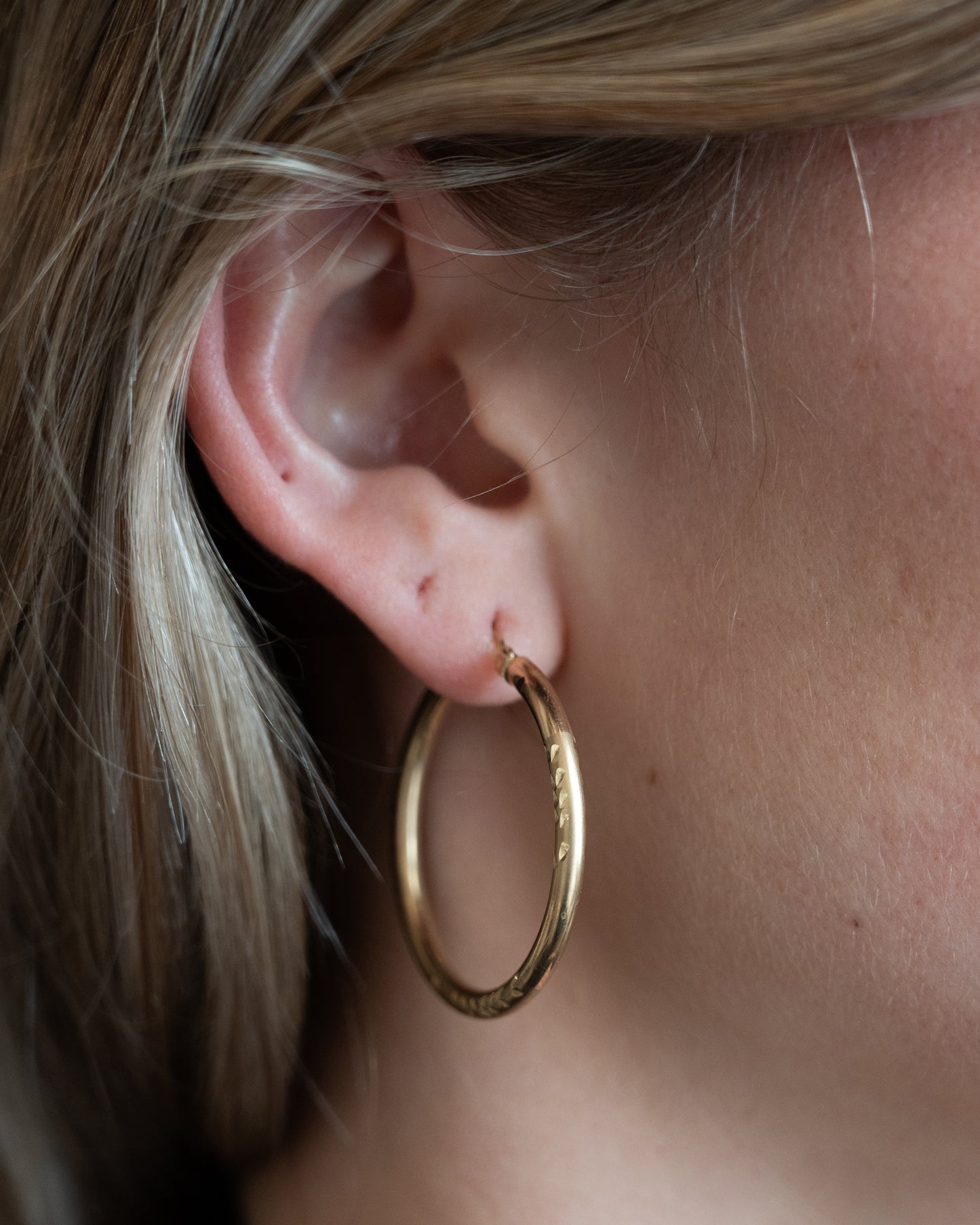 Diamond Cut Hoop Earrings 14k Yellow Gold