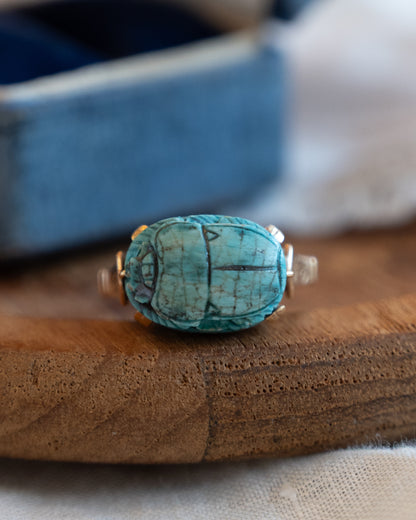 Antique Victorian Scarab Cocktail Ring 14k