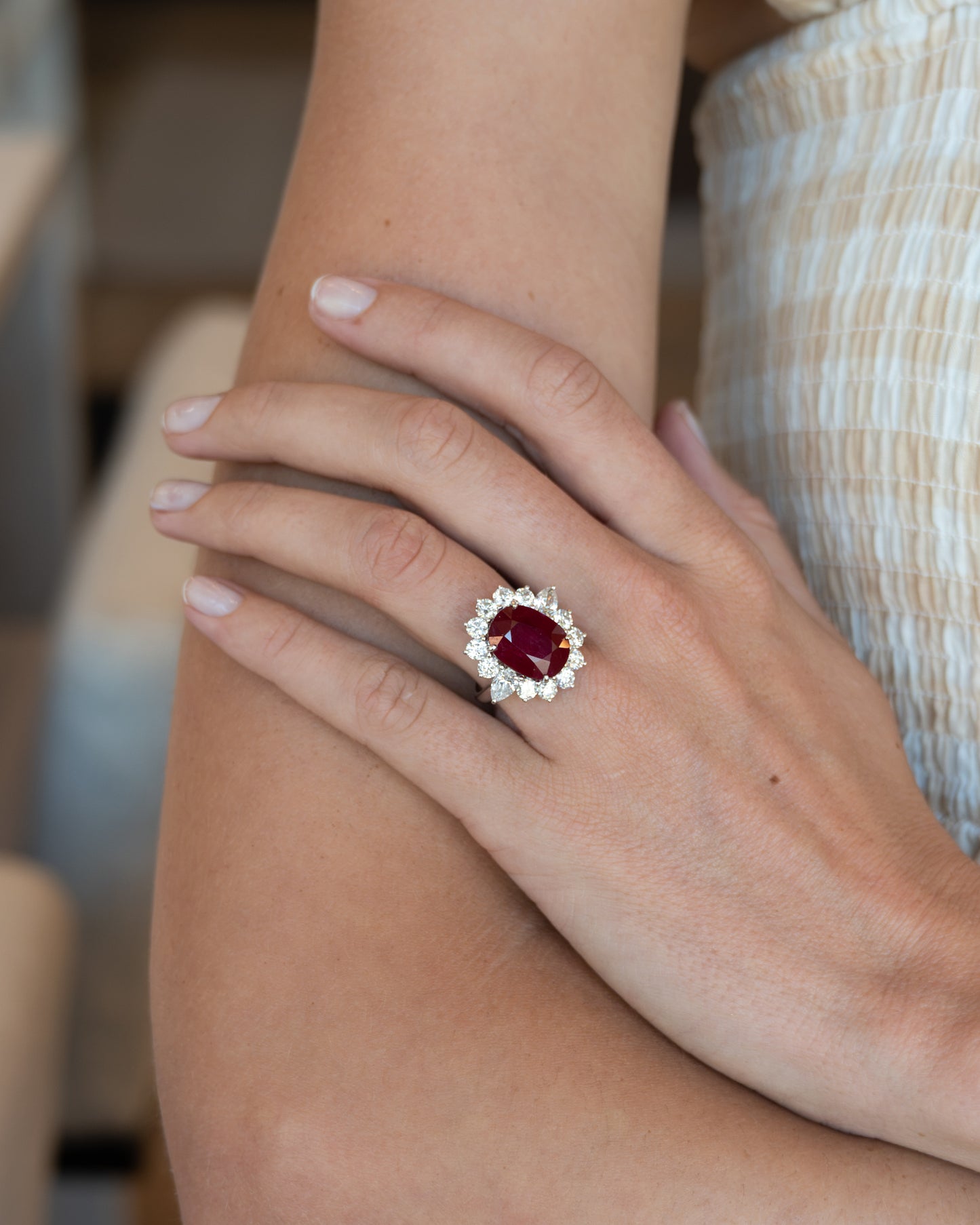8.86 Ruby & Diamond Cocktail Ring Platinum