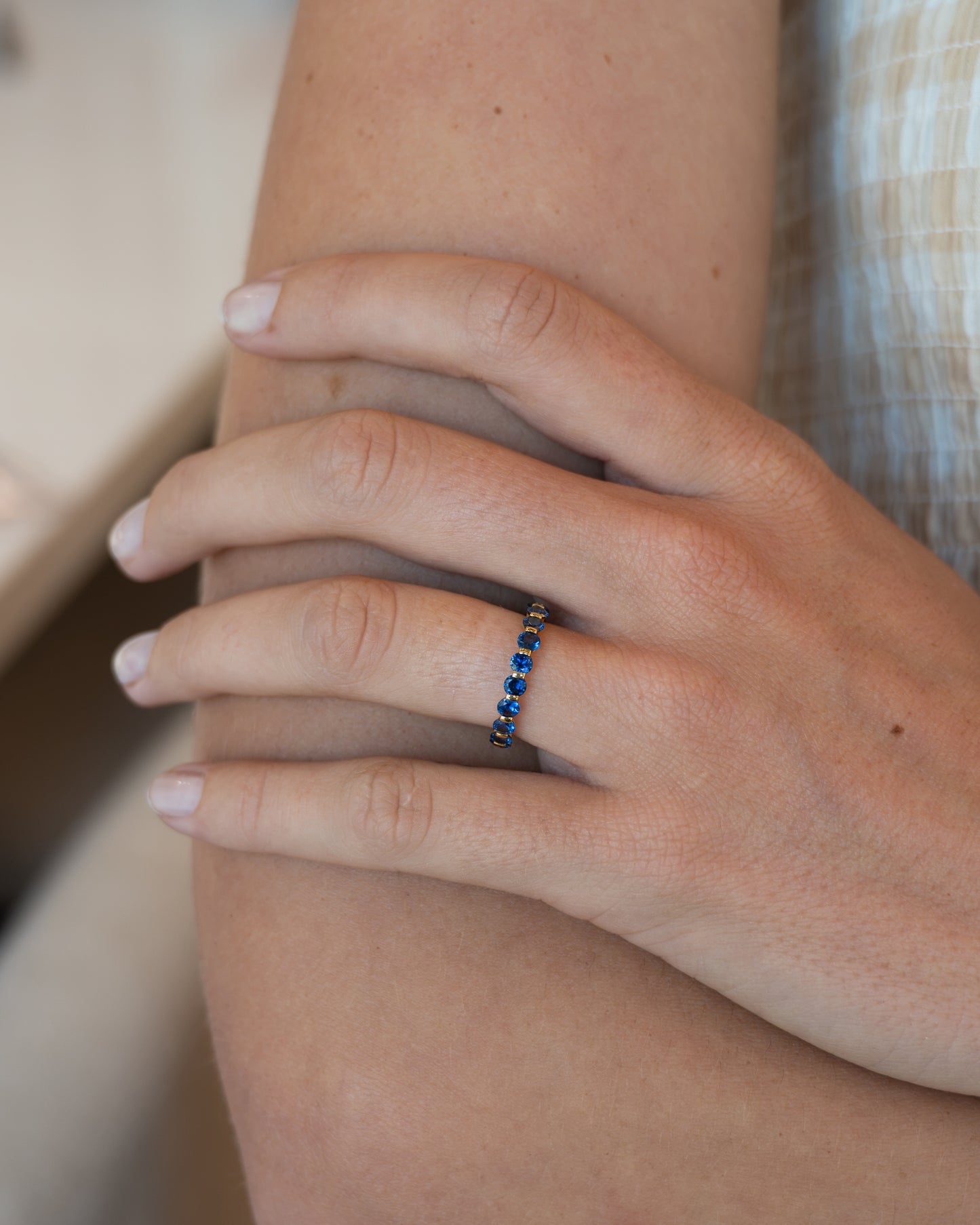 2.49 Blue Sapphire Eternity Band 18k Yellow Gold