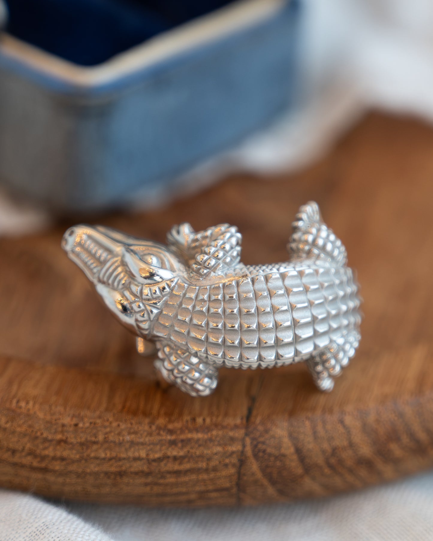 Coiled Alligator Cocktail Ring Platinum