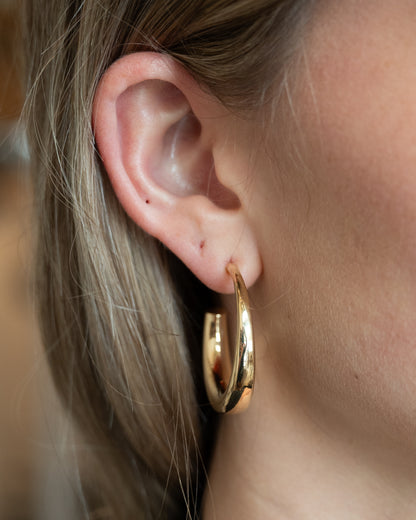 Tapered Hoop Earrings 14k Yellow Gold