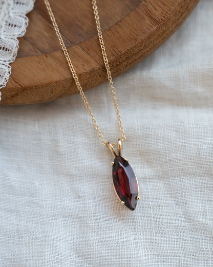 2.35 Marquise Garnet Pendant Necklace 14k Yellow Gold